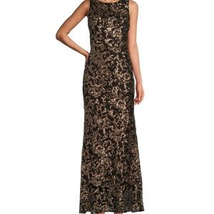 Alex Evenings Black and Tan Sleeveless Maxi Gown - NEVER WORN